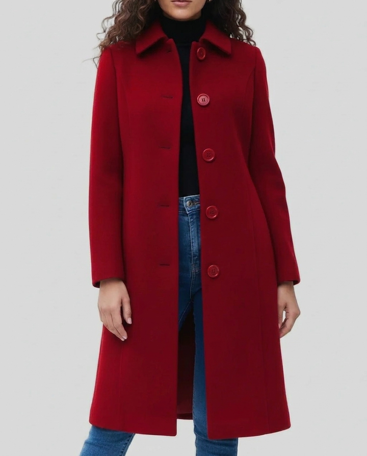 Women's Trench Coat with Collar & Buttons | Long Single Breasted