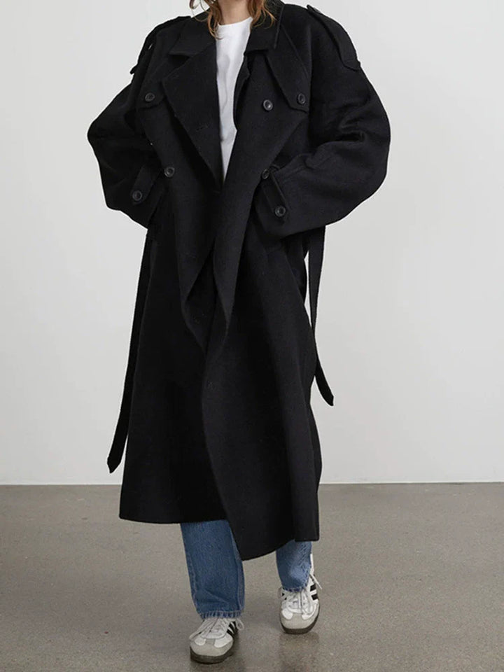 Women's Trench Coat with Lapel Collar & Double Breasted | Long
