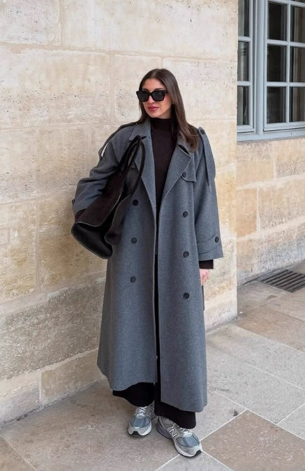 Women's Trench Coat with Lapel Collar & Double Breasted | Long