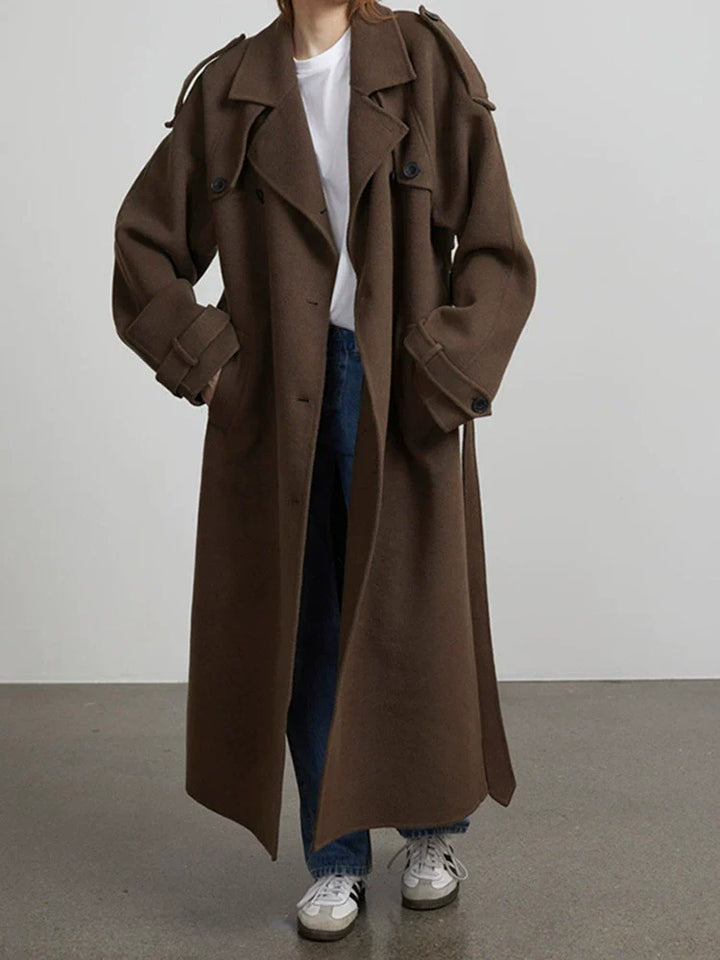 Women's Trench Coat with Lapel Collar & Double Breasted | Long
