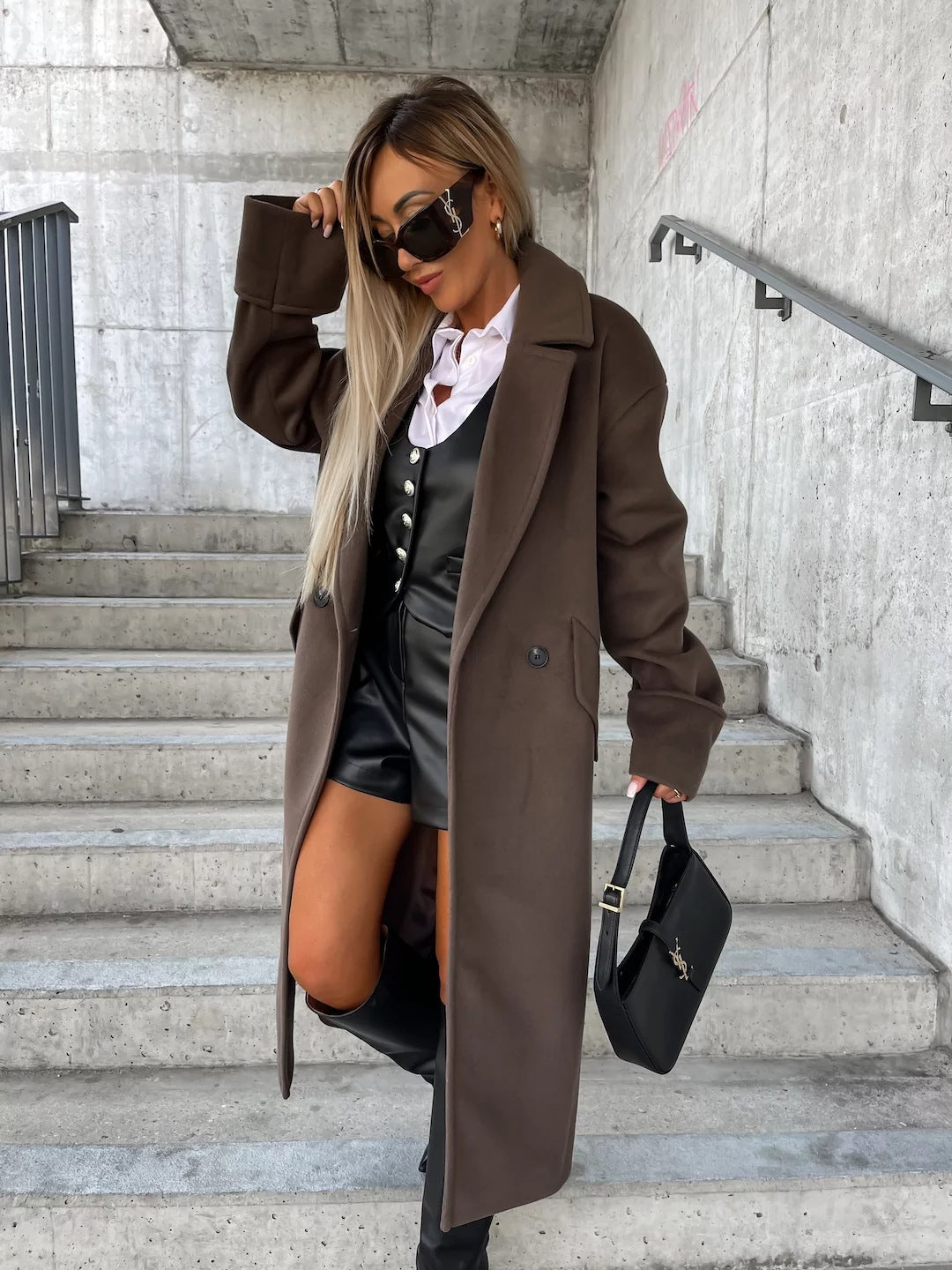 Women's Trench Coat with Lapel & Double Breasted | Long
