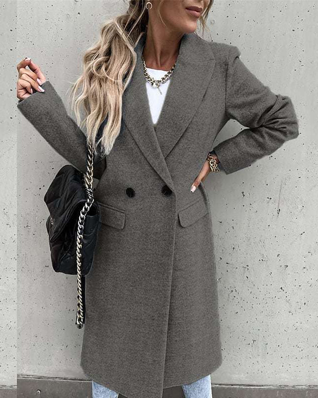 Women's Trench Coat with Lapel & Double Breasted | Long