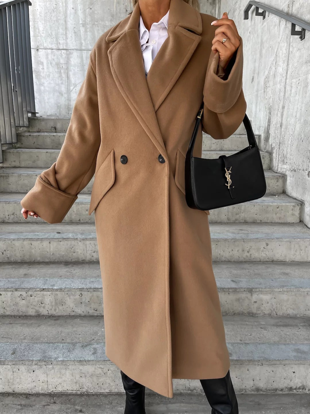 Women's Trench Coat with Lapel & Double Breasted | Long