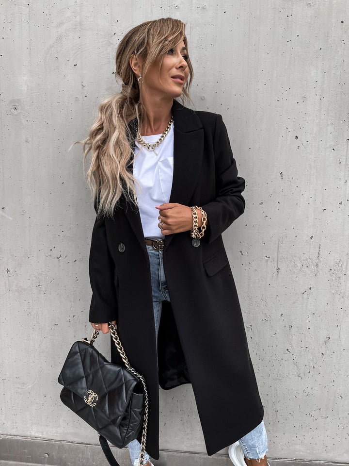 Women's Trench Coat with Lapel & Double Breasted | Long