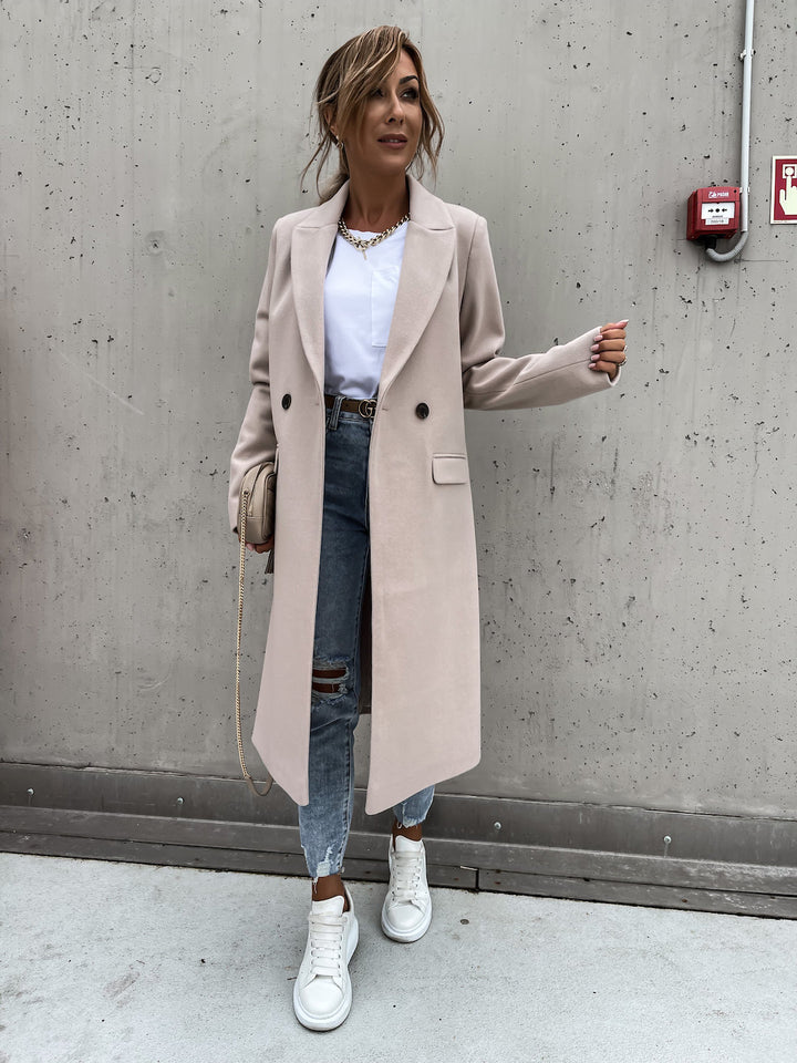 Women's Trench Coat with Lapel & Double Breasted | Long