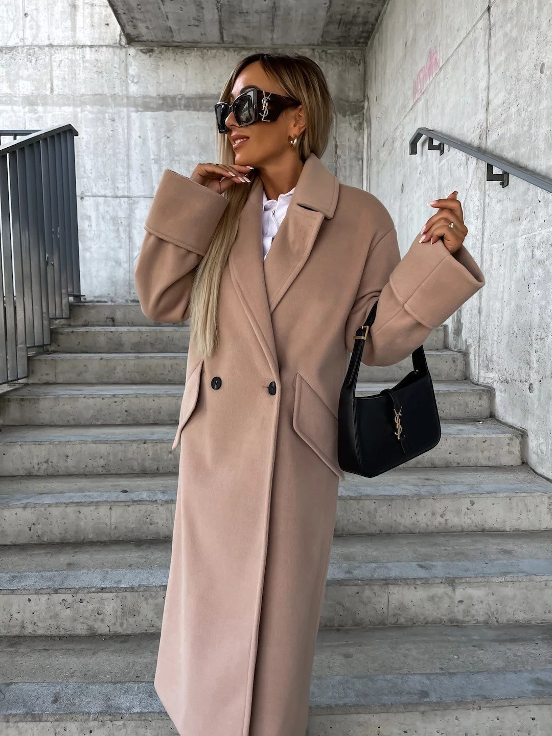 Women's Trench Coat with Lapel & Double Breasted | Long