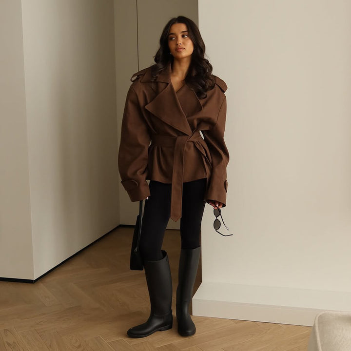 Women's Trench Coat with Self Tie Belt | Oversized