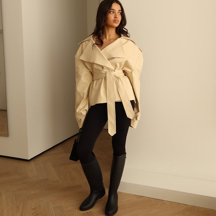 Women's Trench Coat with Self Tie Belt | Oversized
