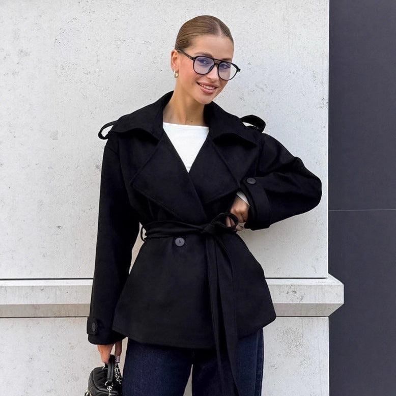 Women's Trench Coat with Tie Belt | Wide Lapel