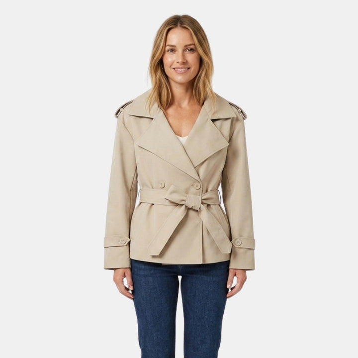 Women's Trench Coat with Tie Belt | Wide Lapel