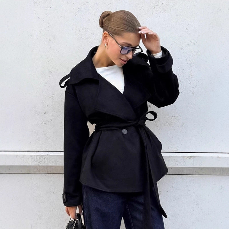 Women's Trench Coat with Tie Belt | Wide Lapel