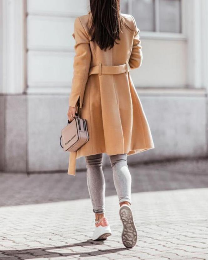 Women's Trench Coat with Wide Lapel & Belted | Button Up