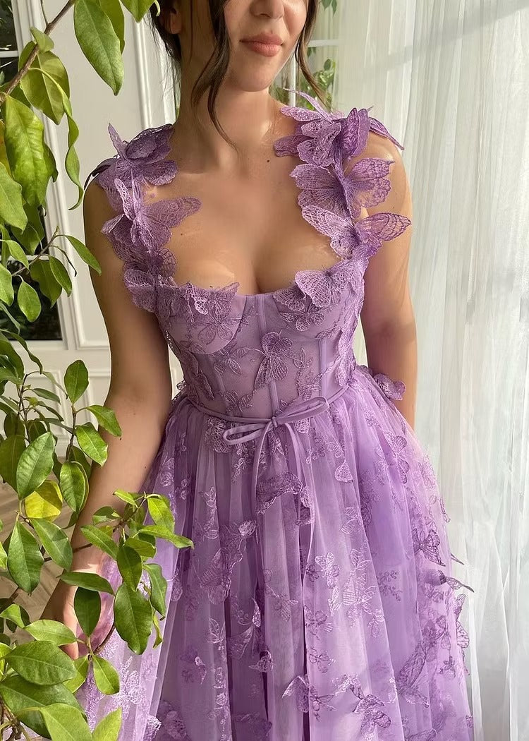 Women's Tulle Maxi Dress with Butterfly & Corset | Formal Evening