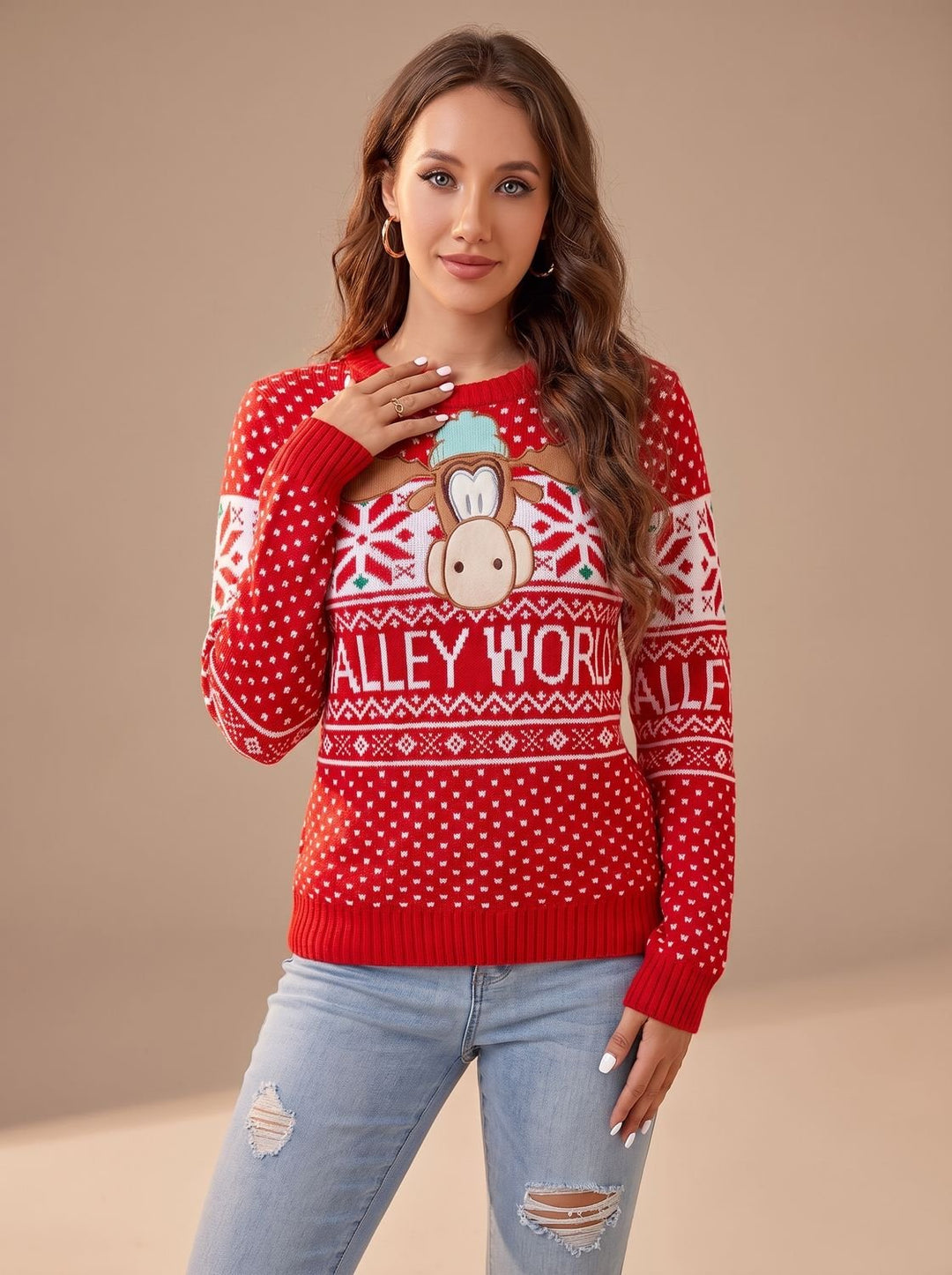 Women’s Ugly Xmas Jumper with Festive Pattern | Crew Neck