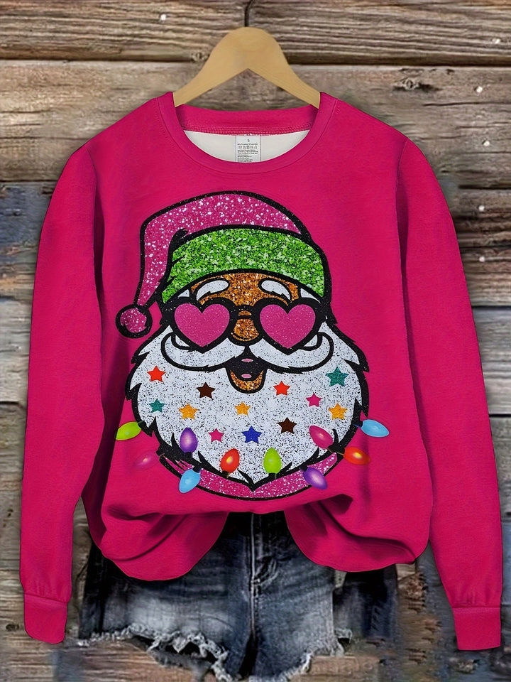 Women's Ugly Xmas Jumper with Santa Graphic | Crew Neck