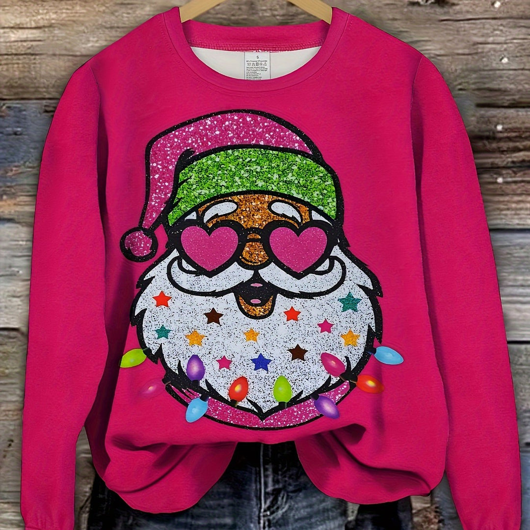 Women's Ugly Xmas Jumper with Santa Graphic | Crew Neck