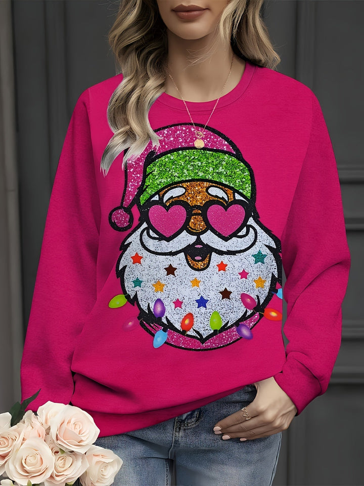 Women's Ugly Xmas Jumper with Santa Graphic | Crew Neck