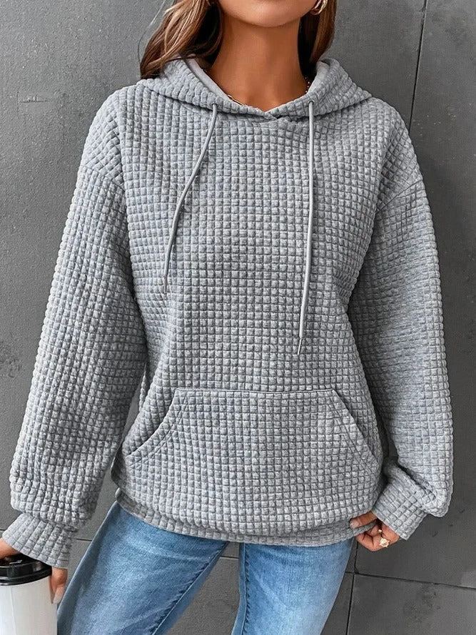 Women's Waffle Knit Hoodie with Pocket | Casual