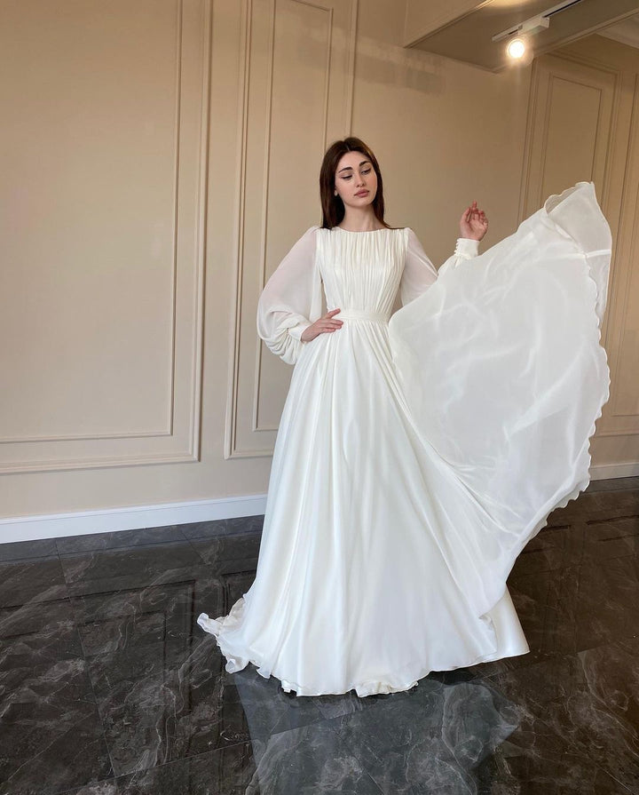Women's Wedding Dress with Long Sleeve | Flowy Maxi