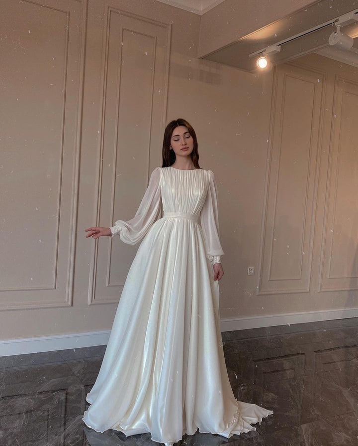 Women's Wedding Dress with Long Sleeve | Flowy Maxi
