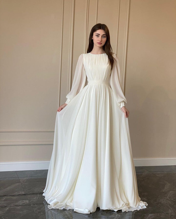 Women's Wedding Dress with Long Sleeve | Flowy Maxi