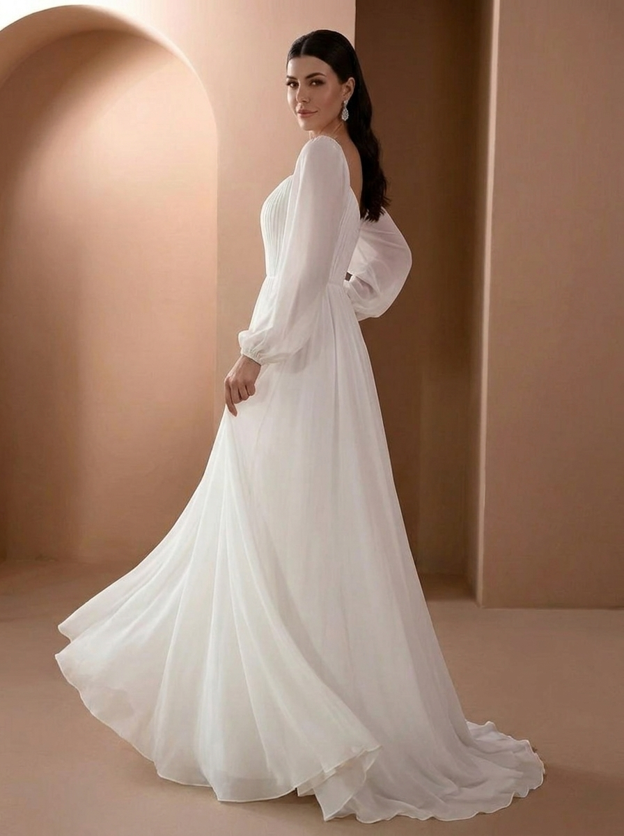 Women's Wedding Dress with Off Shoulder | Long Sleeve