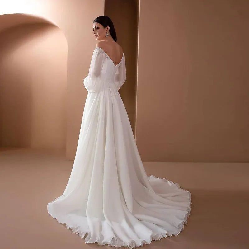Women's Wedding Dress with Off Shoulder | Long Sleeve