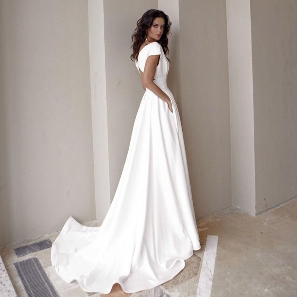 Women's Wedding Dress with V-Neck & Split | Maxi