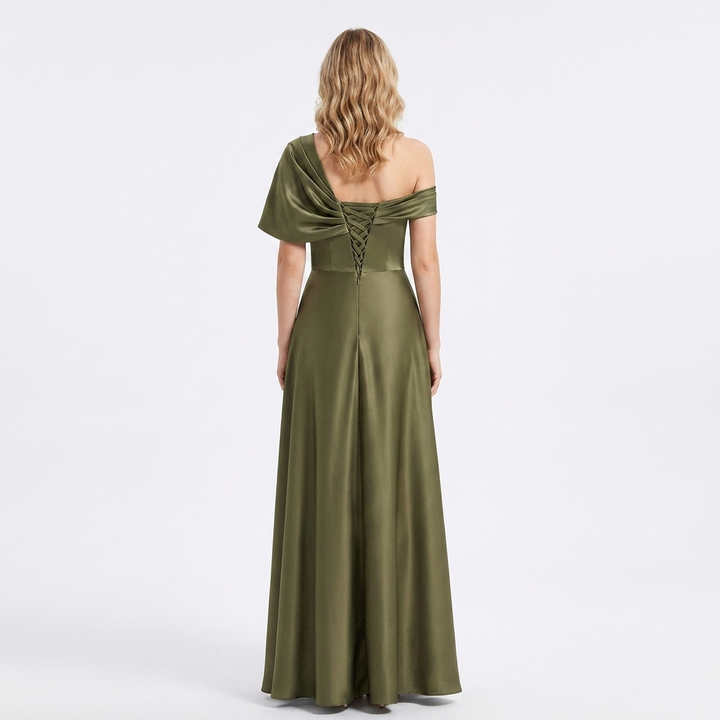 Women's Wedding Guest Dress with One Shoulder & Ruffle | Maxi