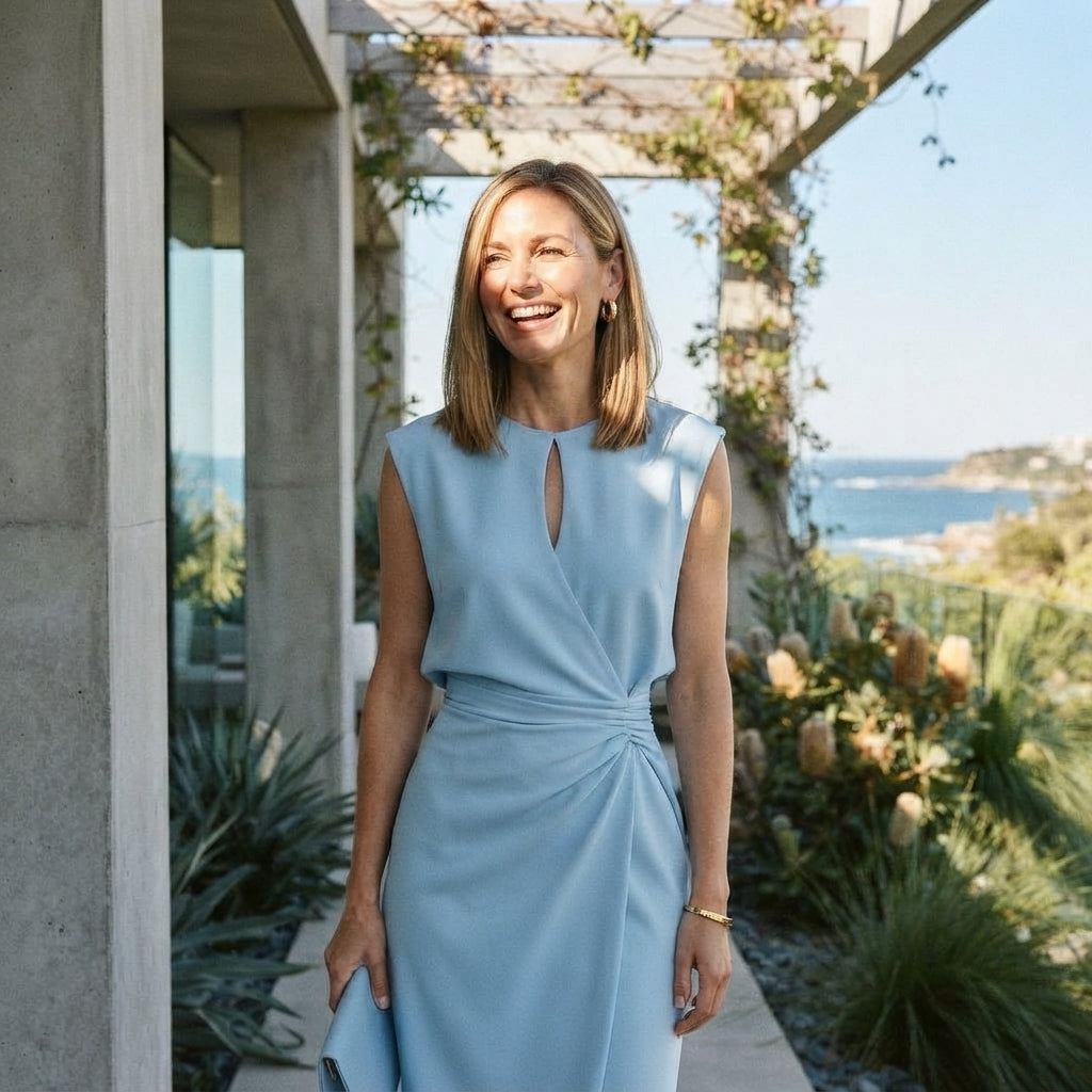 Women's Wedding Guest Dress with Ruched Waist | Midi