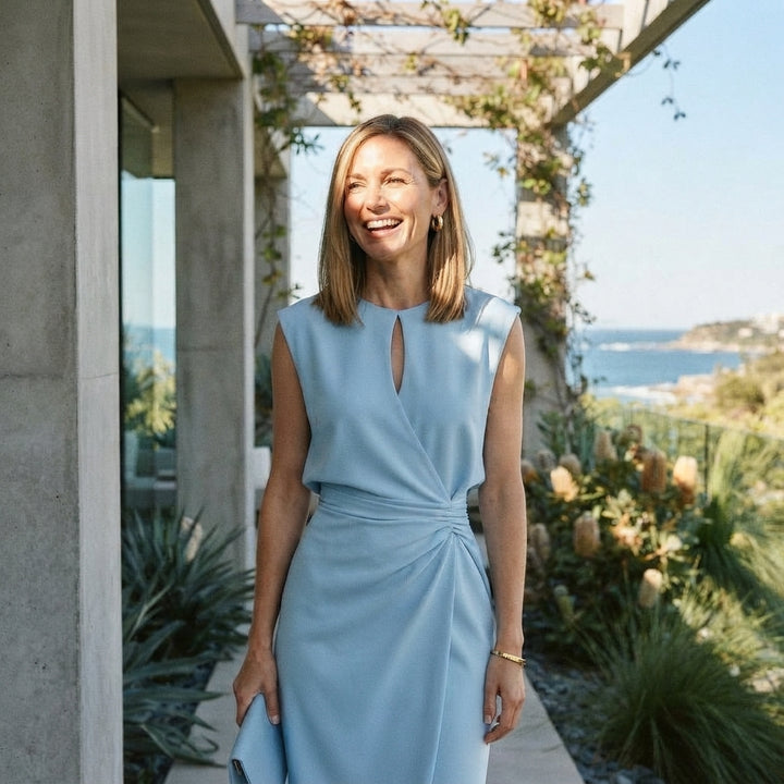 Women's Wedding Guest Dress with Ruched Waist | Midi