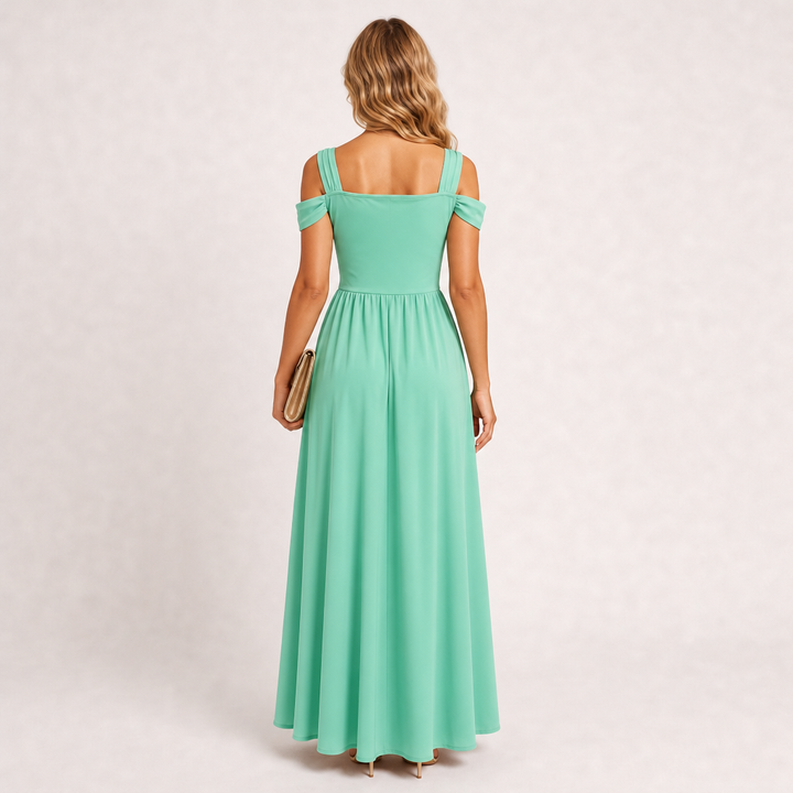 Women's Wedding Guest Dress with Split & V-Neck | Maxi