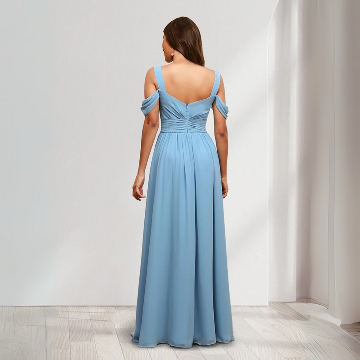 Women's Wedding Guest Dress with Split & V-Neck | Maxi