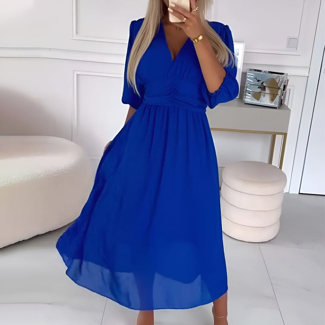 Women's Wedding Guest Dress with V-Neck | A-Line