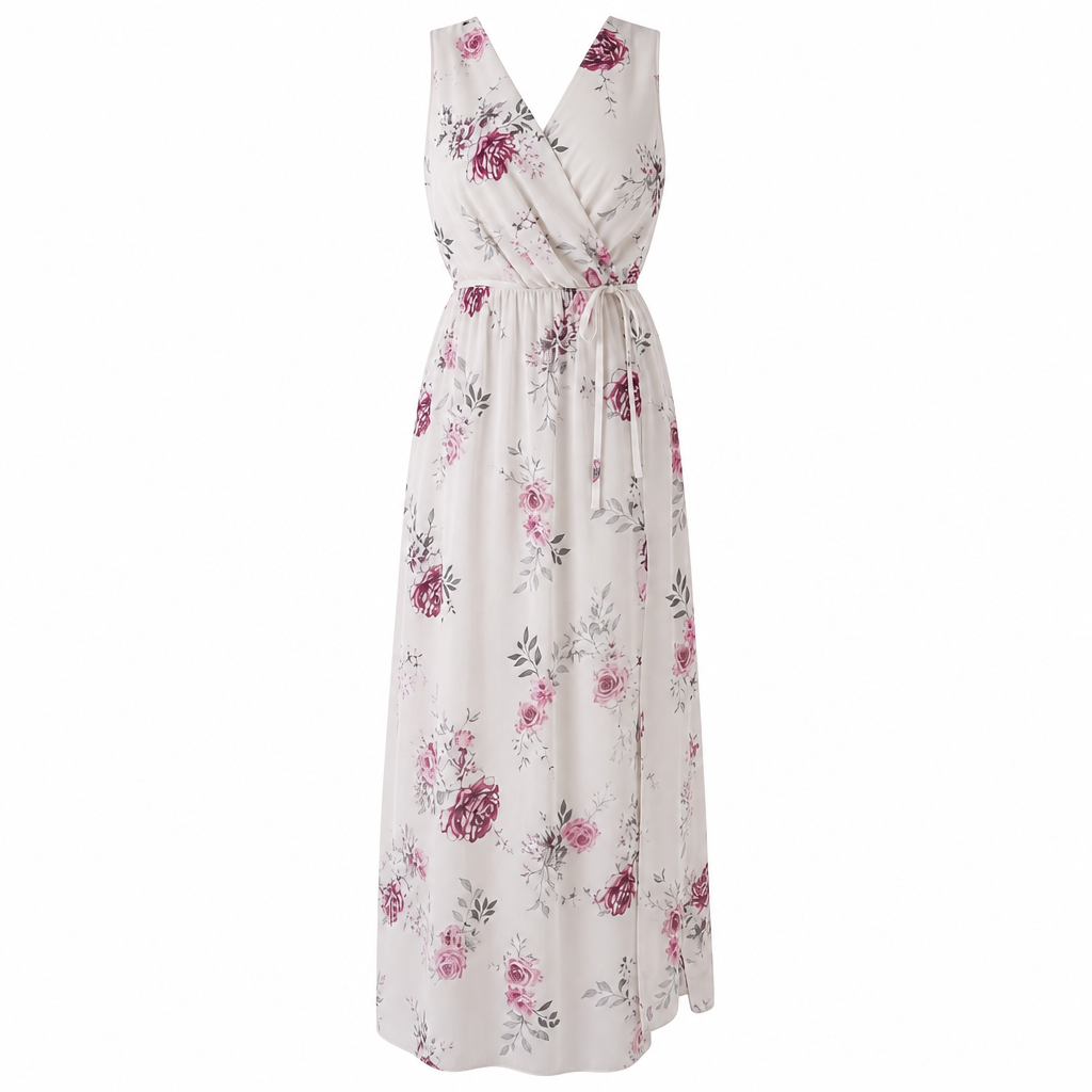 Women's Wedding Guest Dress with V-Neck | Floral Maxi