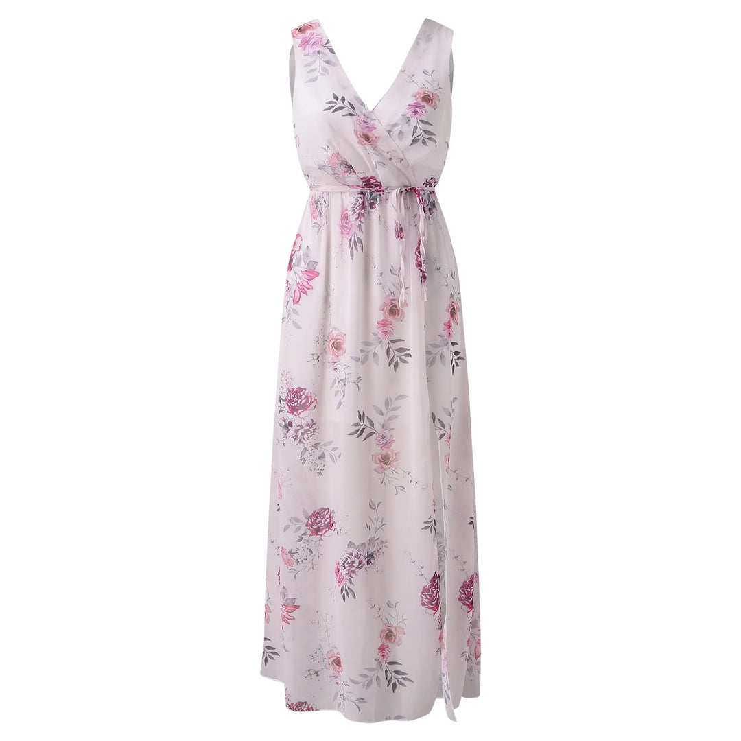 Women's Wedding Guest Dress with V-Neck | Floral Maxi