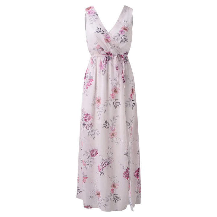 Women's Wedding Guest Dress with V-Neck | Floral Maxi
