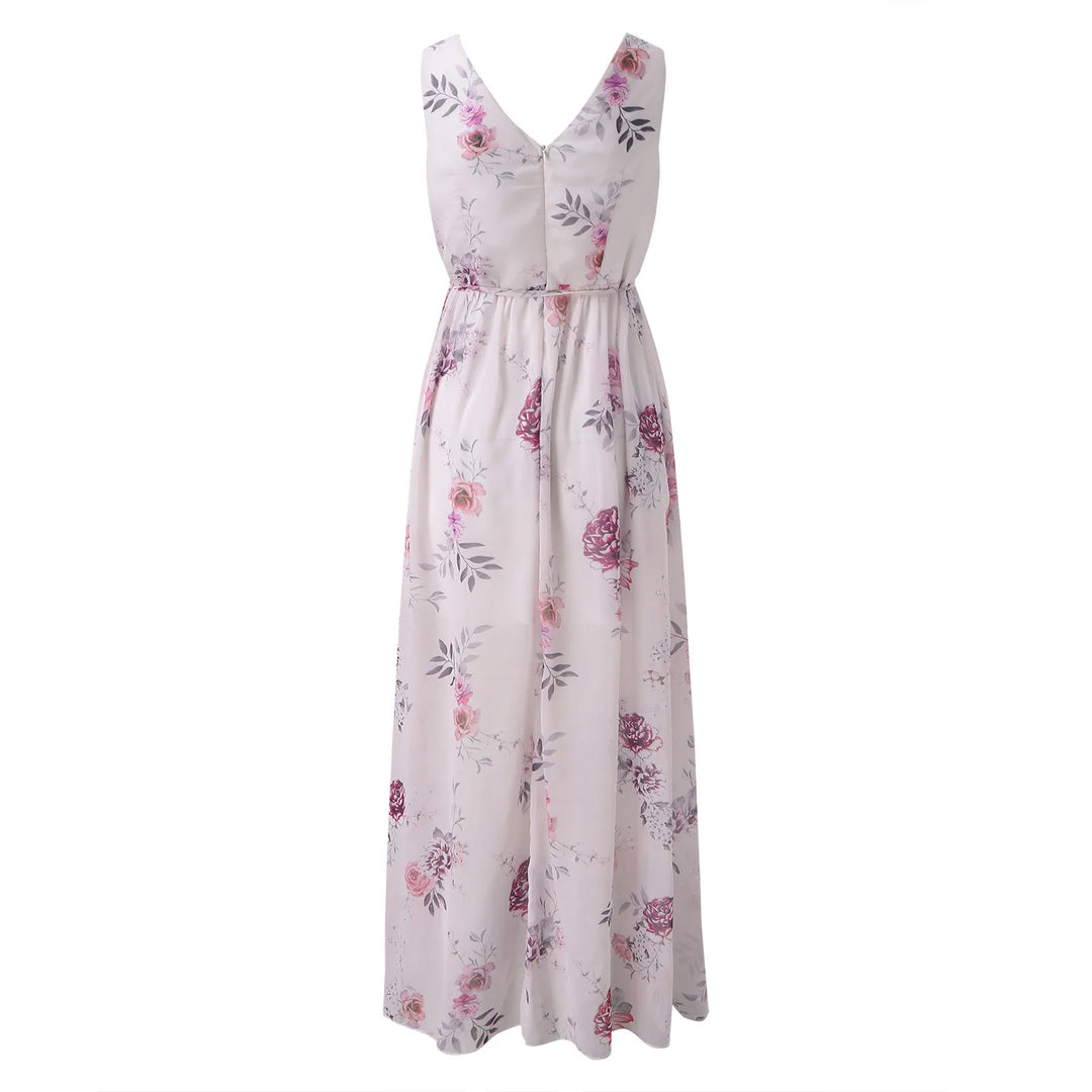 Women's Wedding Guest Dress with V-Neck | Floral Maxi