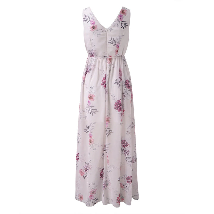 Women's Wedding Guest Dress with V-Neck | Floral Maxi