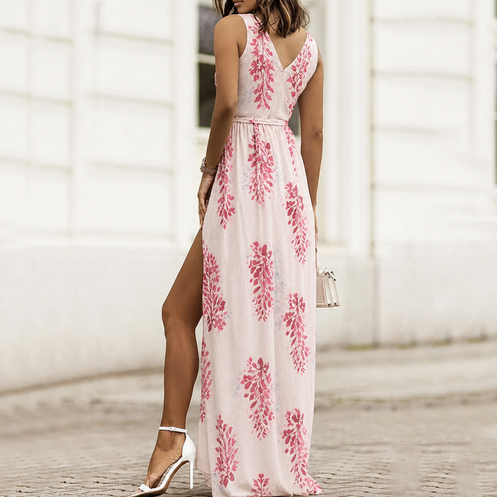Women's Wedding Guest Dress with V-Neck | Floral Maxi