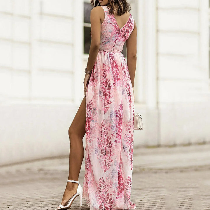 Women's Wedding Guest Dress with V-Neck | Floral Maxi