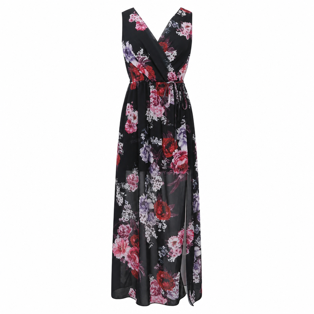 Women's Wedding Guest Dress with V-Neck | Floral Maxi