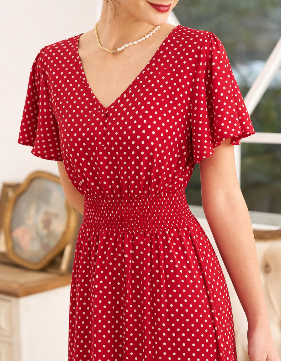 Women's Wedding Guest Dress Wrap Polka Dot | Midi