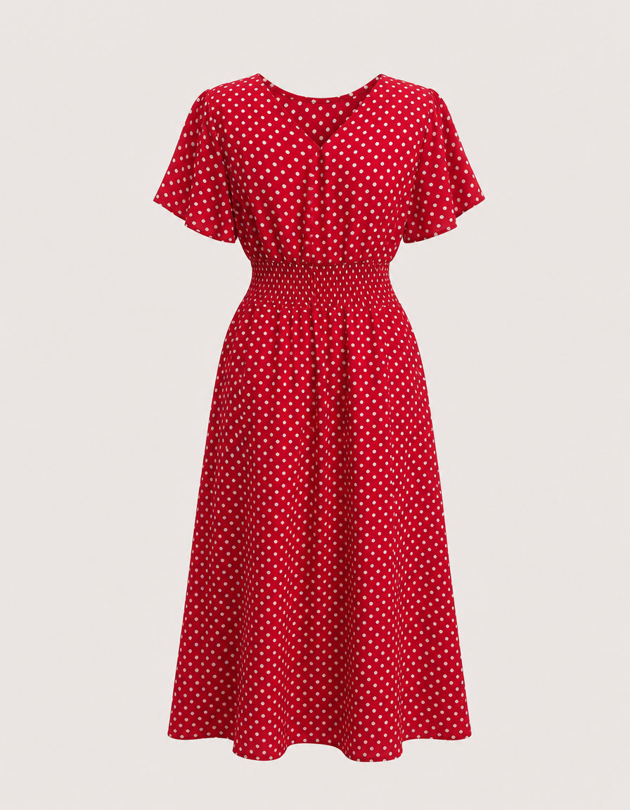 Women's Wedding Guest Dress Wrap Polka Dot