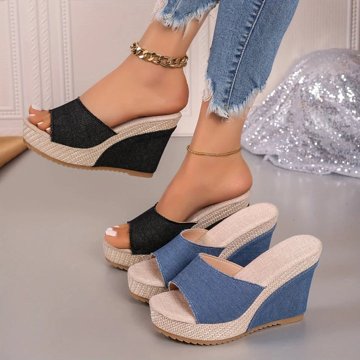 Women's Wedges Platform with Open Toe | Woven Sole