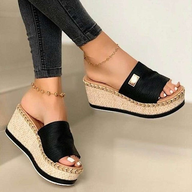 Women’s Wedges Slip On with Espadrille Sole & Open Toe | Summer