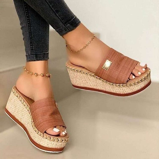 Women’s Wedges Slip On with Espadrille Sole & Open Toe | Summer