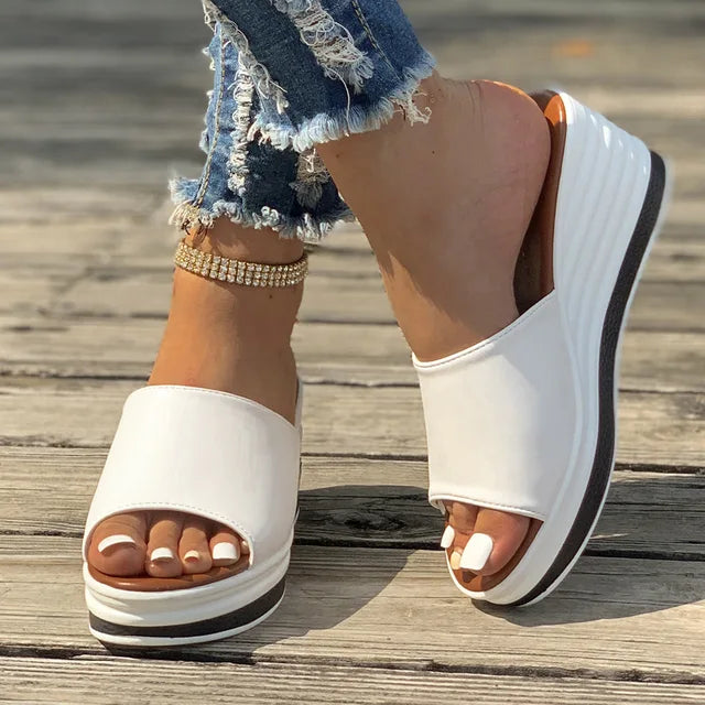 Women’s Wedges Slip On with Open Toe & Platform Sole | Casual