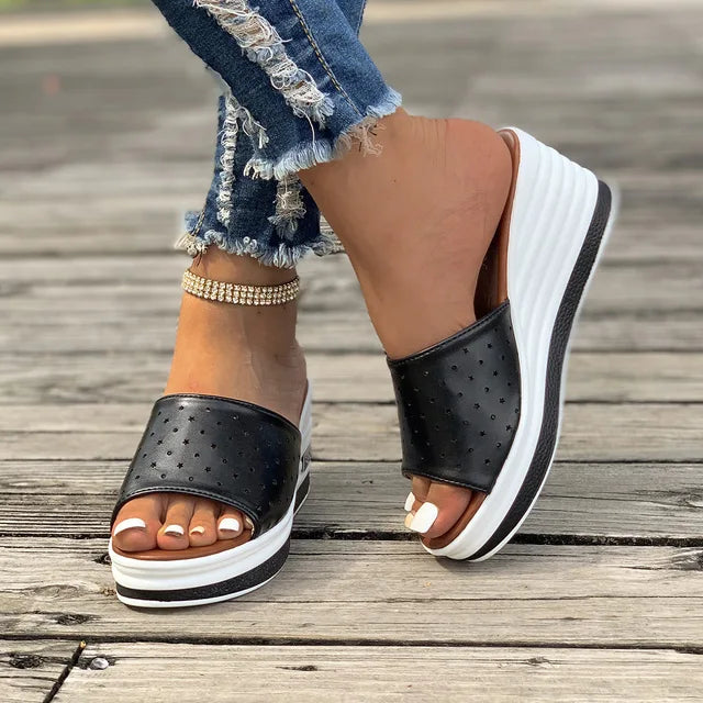 Women’s Wedges Slip On with Open Toe & Platform Sole | Casual