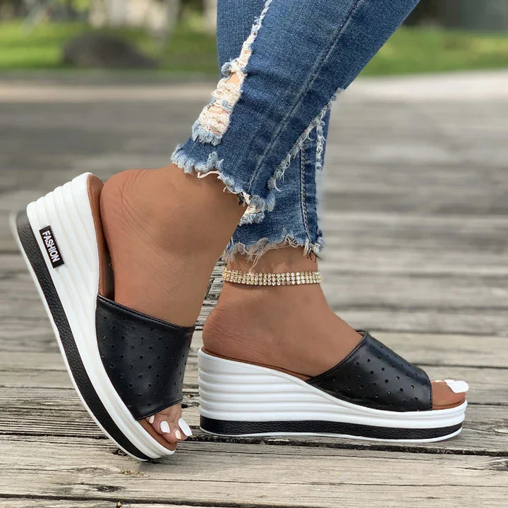 Women’s Wedges Slip On with Open Toe & Platform Sole | Casual
